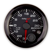 Holley EFI Vacuum/Boost Gauge Vacuum / Boost - Standard 2-1/16" size - 30" Hg - 30 PSI - CAN - Black Face - Black Bezel