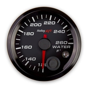 Holley EFI Coolant Temp Gauge coolant temperature - Standard 2-1/16" size - 120°-260° - Black Face - Black Bezel