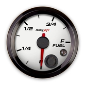 Holley EFI Fuel Level Gauge Standard 2-1/16" size - Programmable - White Face - Black Bezel