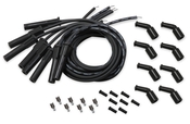 Holley EFI LS Spark Plug Wire Set - Cut to Fit Black Wire with Black Straight Boots (Plug End) - 135 Degree Coil Boots - Designed for GM LS Engines (For OE Coil)