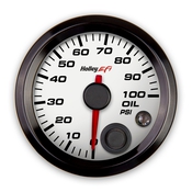Holley EFI Oil Pressure Gauge Oil Pressure Gauge - Standard 2-1/16" size - CAN - 0-100 PSI - White Face - Black Bezel