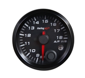 Holley EFI Standalone Air/Fuel Wideband 02 Gauge Kit Standard 2-1/16" Wideband A/F Gauge, 8.5-18, Black Face. Includes gauge, wiring harness, and Bosch LSU 4.9 wideband O2 sensor.
