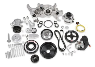 Holley Premium Mid-Mount Complete Accessory System - Gen V LT Engines - SFI Certified Damper - Polished