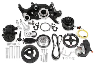 Holley Mid-Mount Complete Accessory Drive System - Gen V LT Engines - Standard Damper - Black