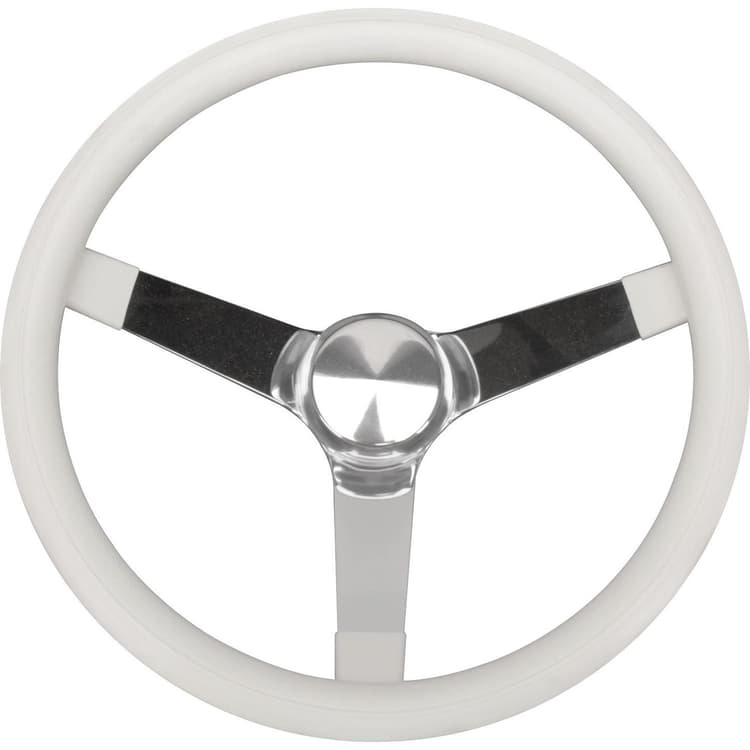 GRANT CLASSIC CHROME STEEL WHEEL WITH WHITE VINYL WRAP