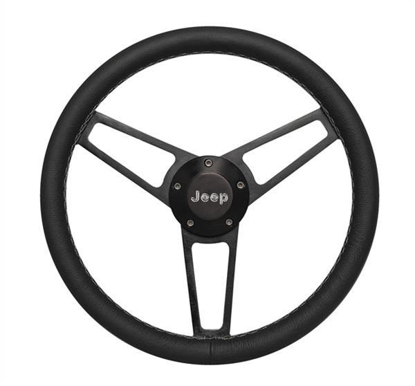 Billet Series Leather Wheel Jeep Logo & Install Kit