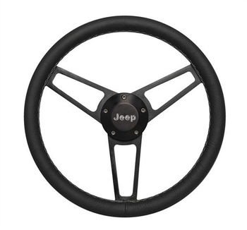 Billet Series Leather Wheel Jeep Logo & Install Kit