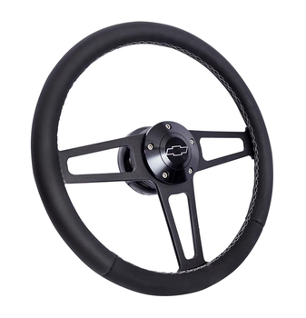 Billet Classic Series Black Wheel Chev Logo & Install Kit 1