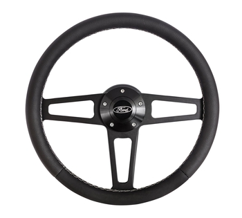 Billet T Series Tan Wrapped Black Spoke Steering Wheel with FORD Logo & Install Kit (5285)