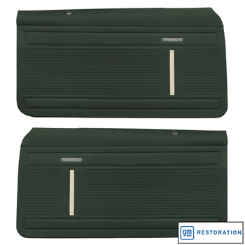 1969 CHEVROLET NOVA STANDARD FRONT DOOR PANELS PRE-ASSEMBLED - GREEN