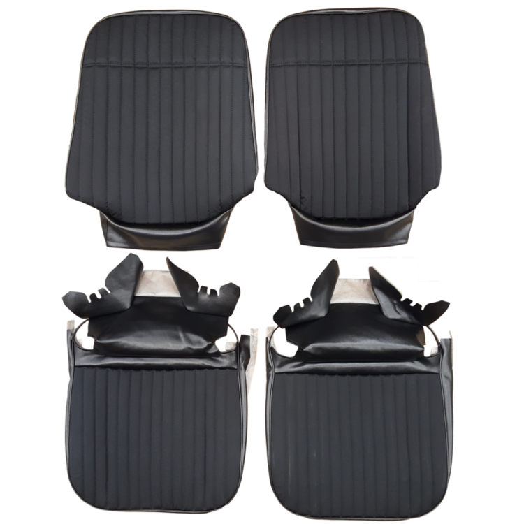 1970 CHEVROLET MONTE CARLO BUCKET SEAT CLOTH UPHOLSTERY - SRM BLACK KNIT CLOTH/BLACK