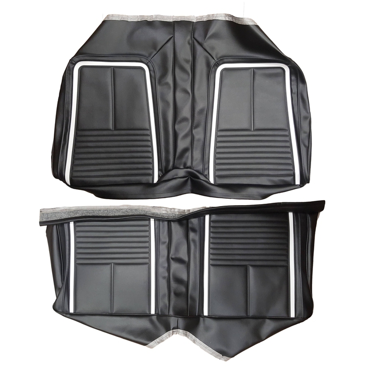 1967 CHEVROLET CAMARO "DELUXE" FOLD-DOWN REAR UPHOLSTERY - BLACK W/ WHITE ACCENT 1