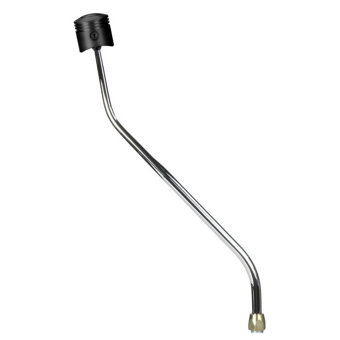 CM Shifter GM TH400 Chrome 23" Double Bend Lever Piston Black Knob