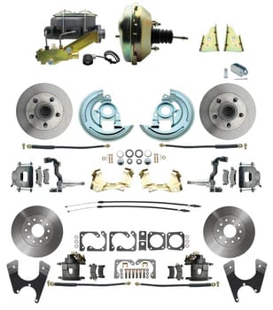 1964-1972 GM A Body Front & Rear Power Disc Brake Conversion Kit Standard Rotors w/ 9" Dual Zinc Booster Kit